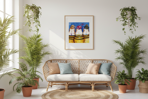 Mockup A3 vertical - Salón veraniego con plantas