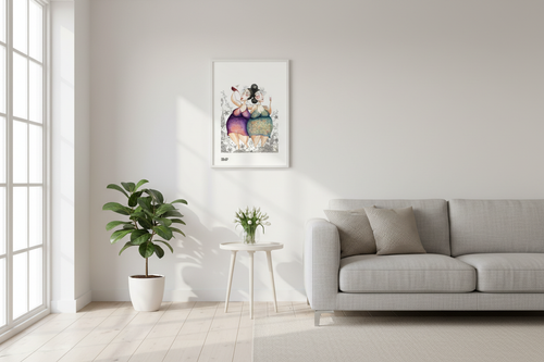 Mockup lámina en salón elegante
