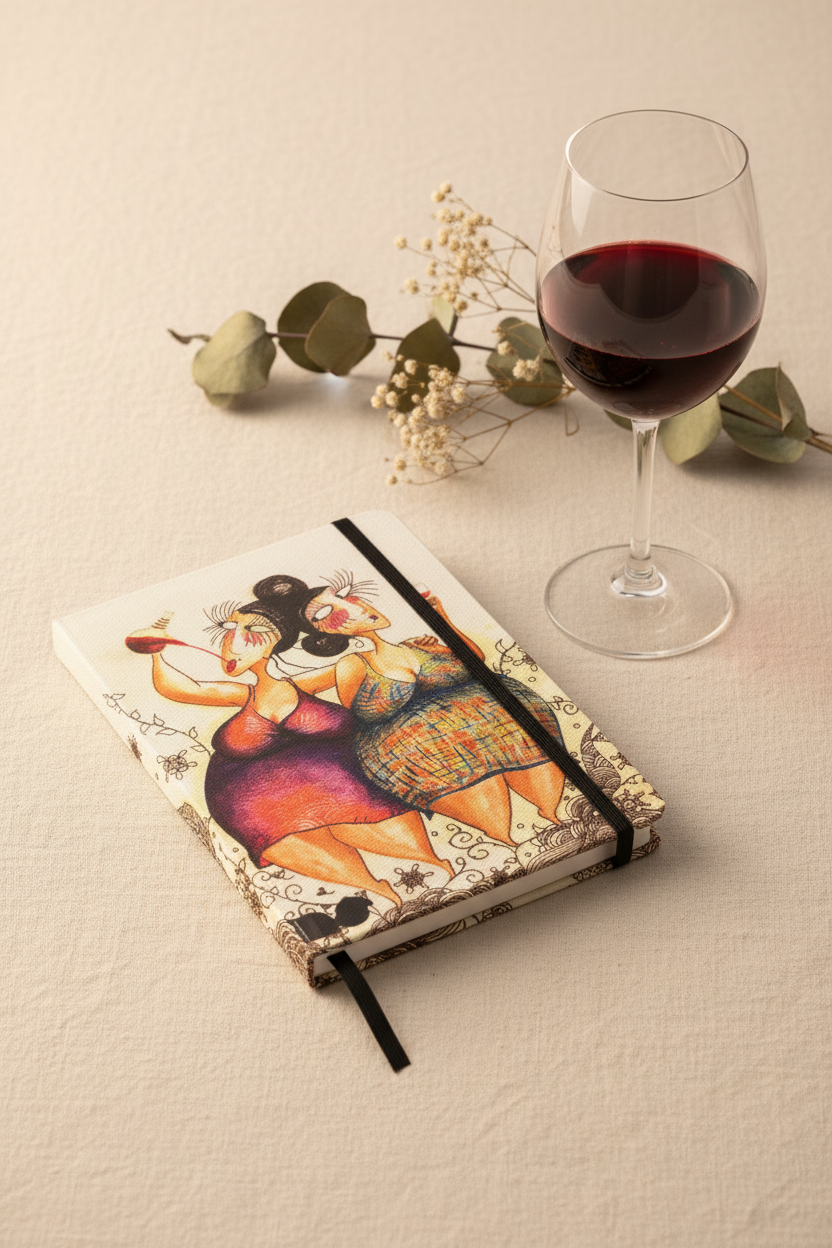 Mockup libreta mujeres vino