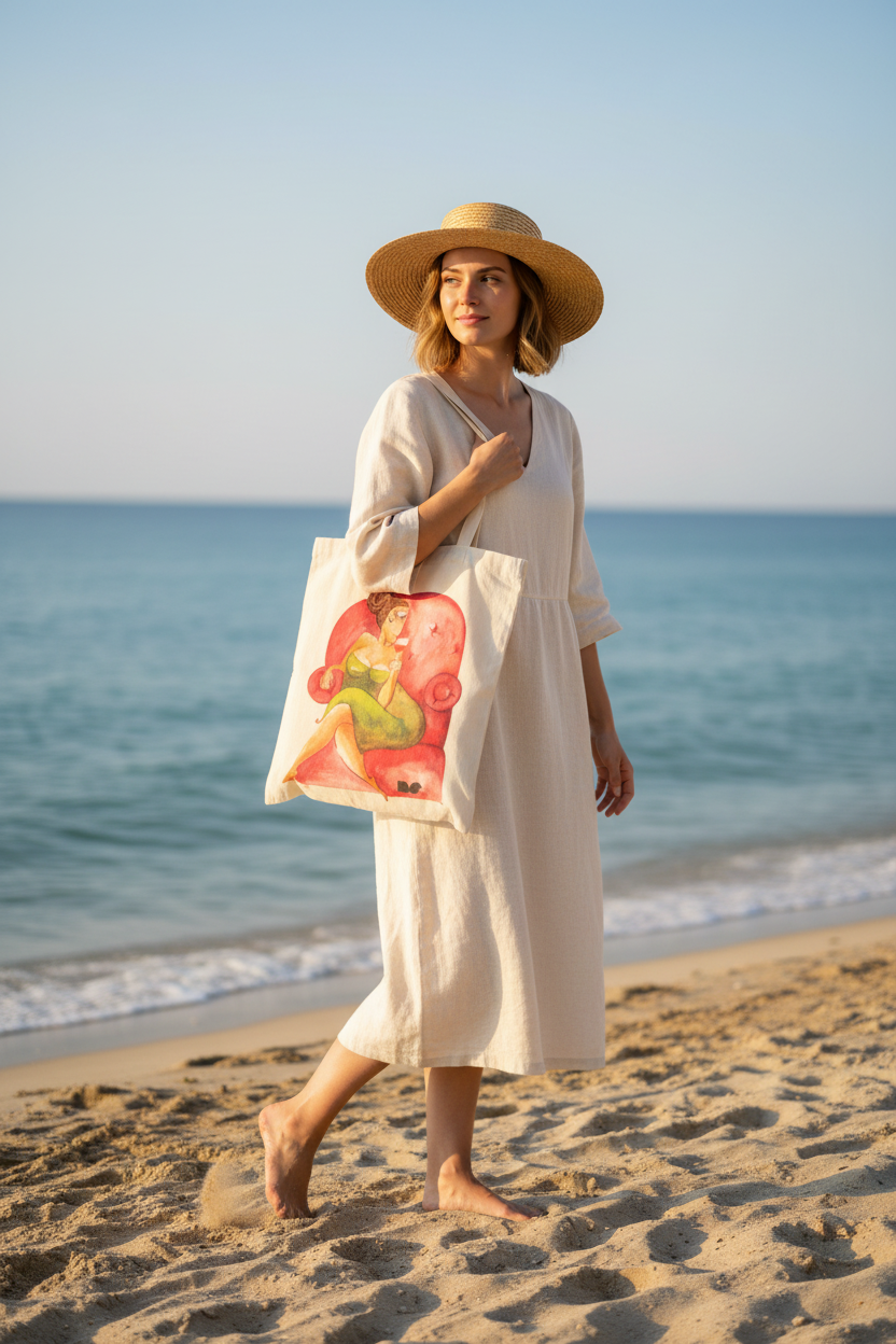 Mockup tote bag playa