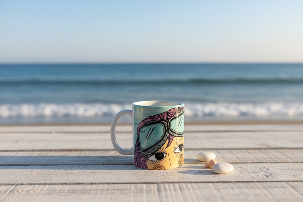Taza con mar de fondo