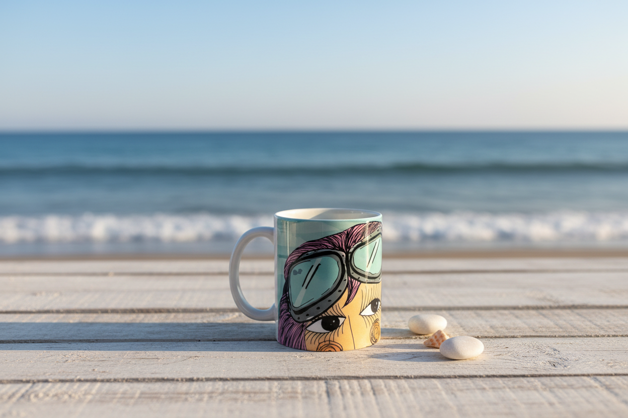 Taza con mar de fondo