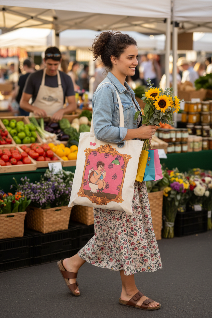 Tote bag en mercadillo